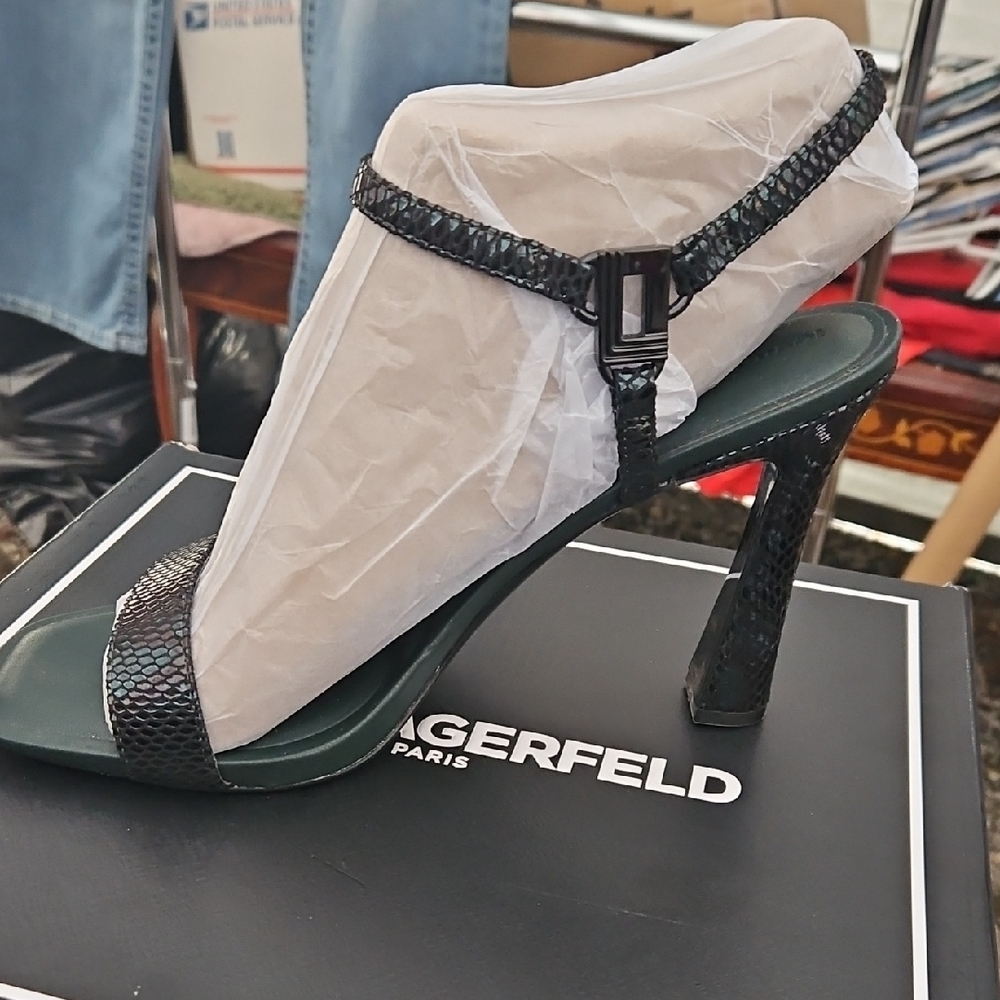 Karl Lagerfeld Dark Green Snakeskin Heels